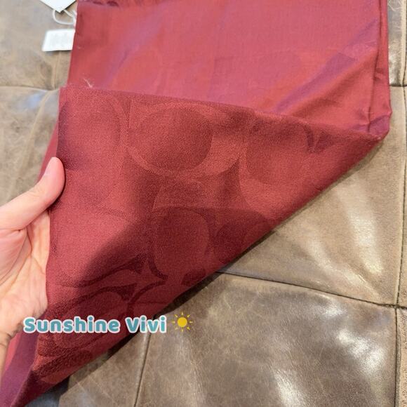 NWT Coach Women's Signature Wrap Fringe Patterned Scarf CB700 Burgundy - Picture 5 of 7